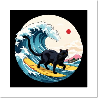 surfing cat Posters and Art